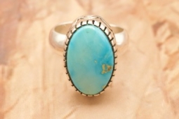 Genuine Blue Bird Turquoise Sterling Silver Native American Ring